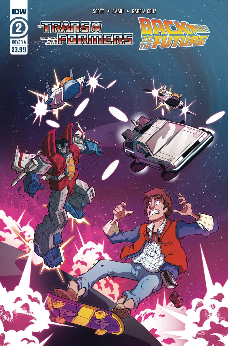 IDW 2021 1st Print COMIC TRANSFORMERS BACK TO FUTURE #4 COVER A JUAN SAMU
